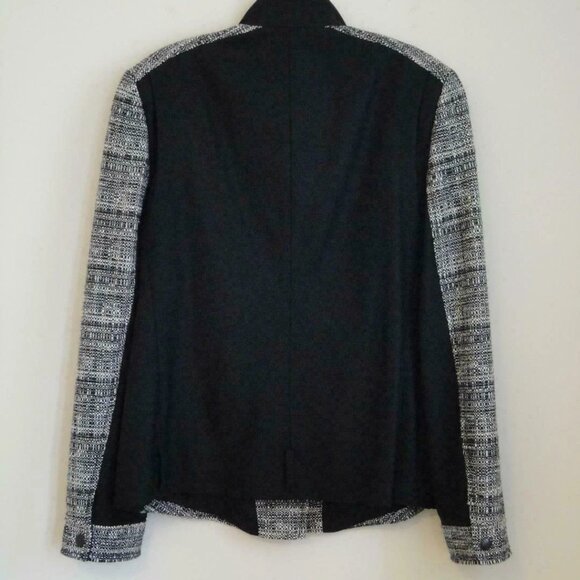 NWT AKRIS Black Cotton Wool Tweed Zipper Front Jacket 16 - Picture 7 of 7